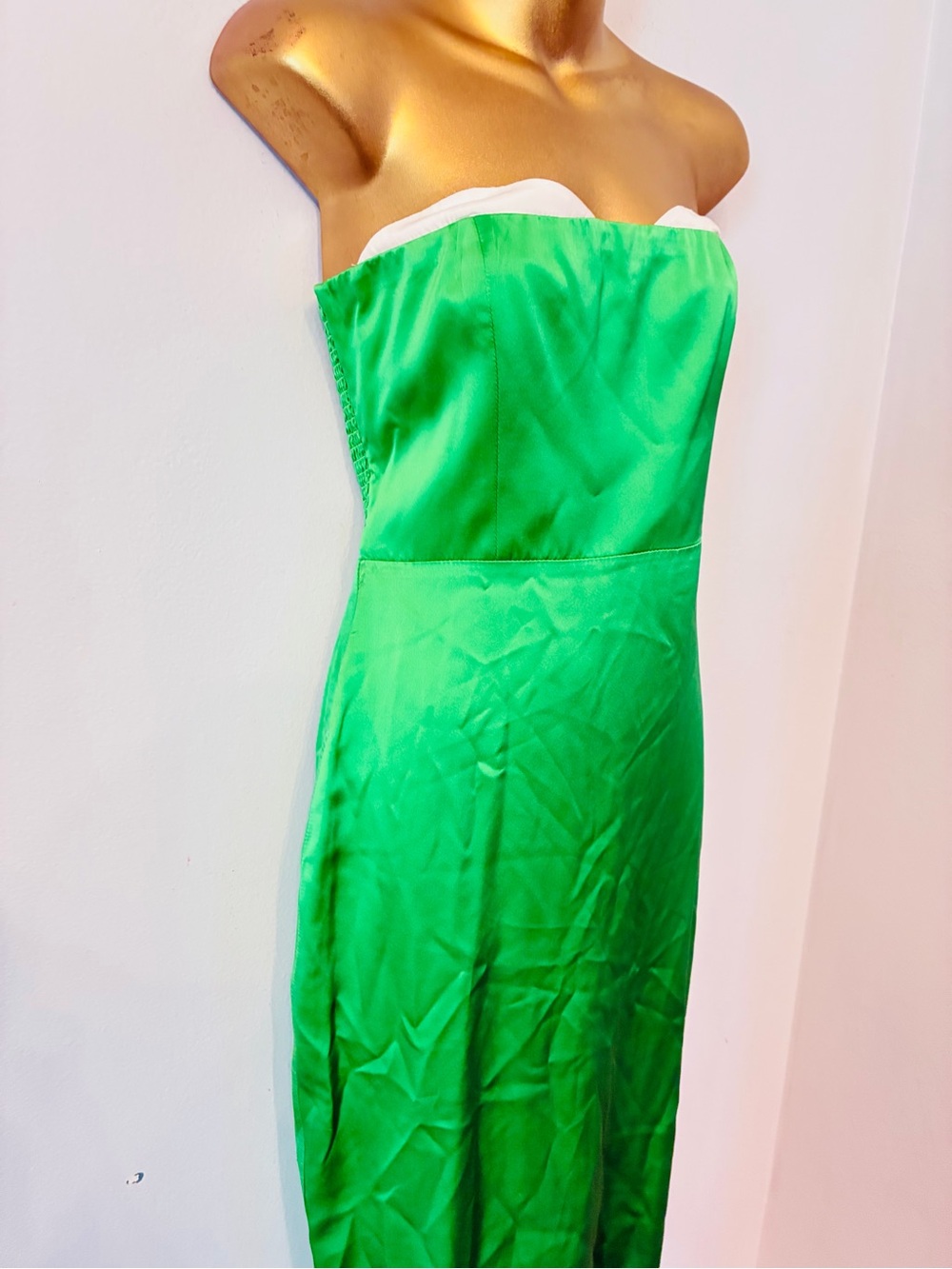 Amanda Uprichard Strapless Satin Midi Dress – Green Cocktail – Small - Picture 3 of 10